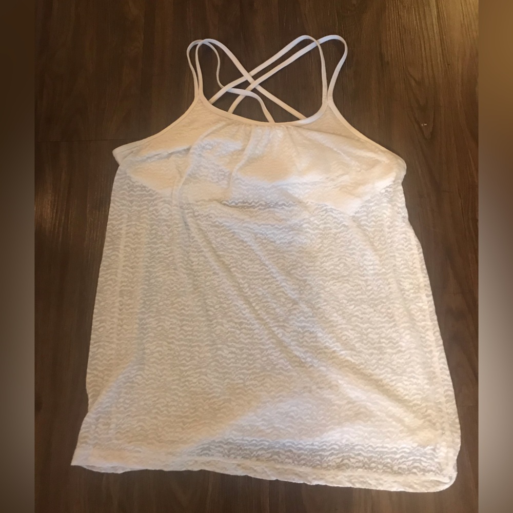 Prana tank top with built in criss cross bra